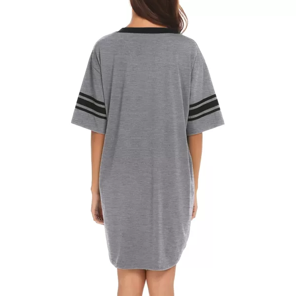 Ekouaer Womens Nightgown Short Sleeve SleepshirtCi Love Sleep Grey