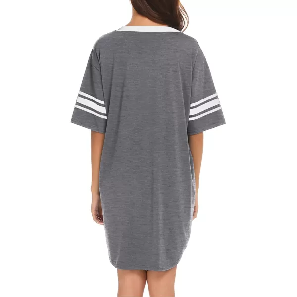 Ekouaer Womens Nightgown Short Sleeve SleepshirtCqueen Grey