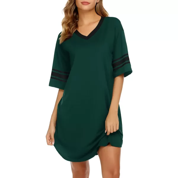 Ekouaer Womens Nightgown Short Sleeve SleepshirtCweekends Green