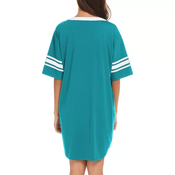 Ekouaer Womens Nightgown Short Sleeve SleepshirtPrint style Cweekends Green