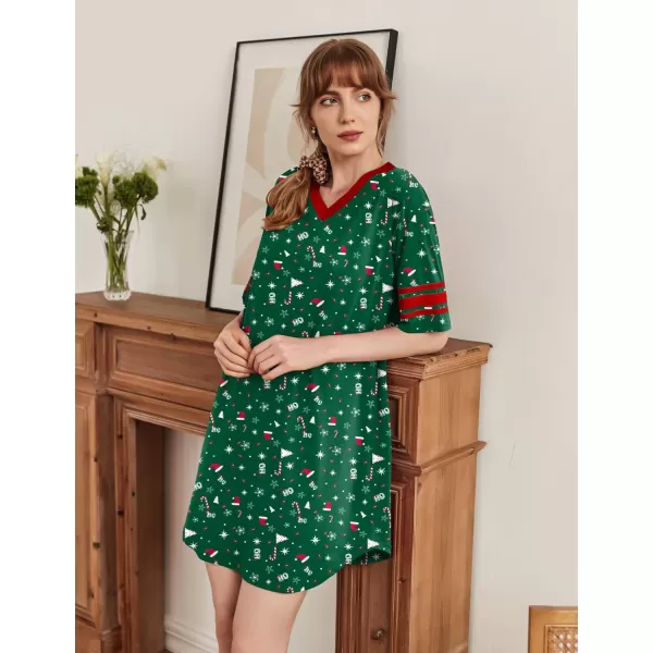 Ekouaer Womens Nightgown Short Sleeve SleepshirtZchristmas Green
