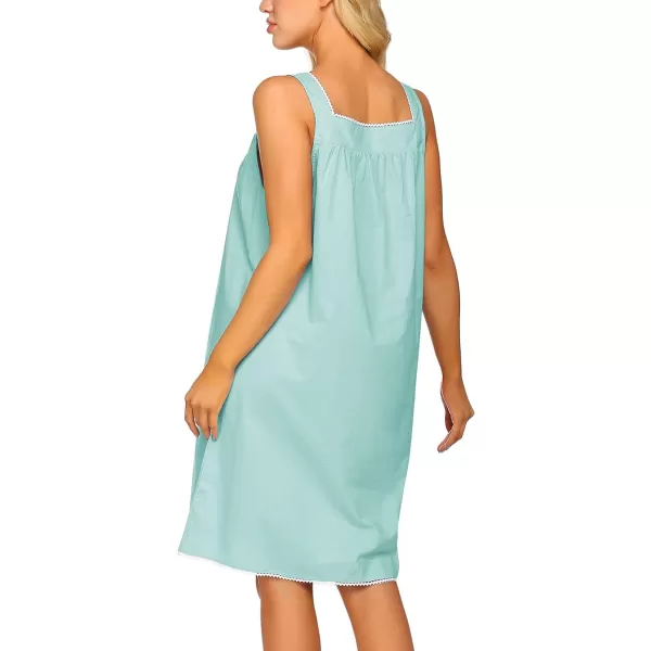 Ekouaer Womens Nightgown Sleepwear Cotton Sleeveless Sleep Dress V Neck Nightwear LoungewearBaby Blue