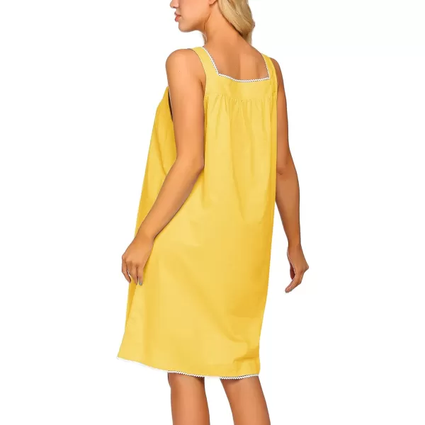 Ekouaer Womens Nightgown Sleepwear Cotton Sleeveless Sleep Dress V Neck Nightwear LoungewearGolden Yellow