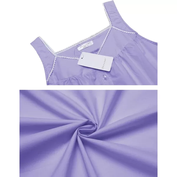 Ekouaer Womens Nightgown Sleepwear Cotton Sleeveless Sleep Dress V Neck Nightwear LoungewearLilac Purple