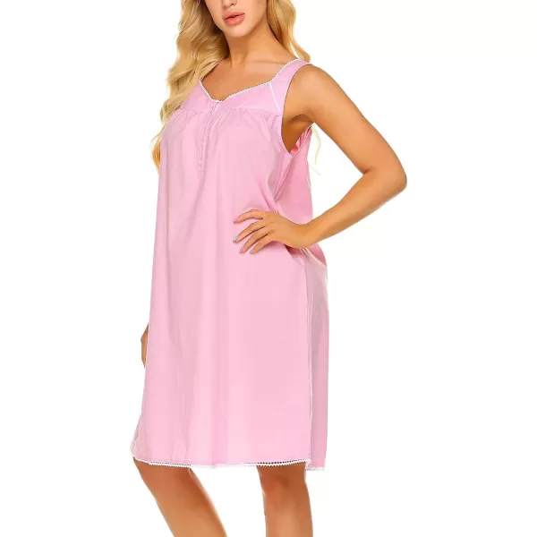 Ekouaer Womens Nightgown Sleepwear Cotton Sleeveless Sleep Dress V Neck Nightwear LoungewearMisty Rose