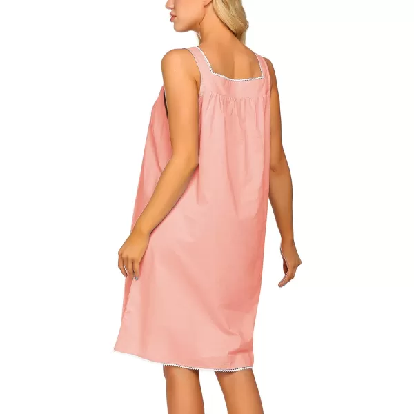 Ekouaer Womens Nightgown Sleepwear Cotton Sleeveless Sleep Dress V Neck Nightwear LoungewearPastel Pink