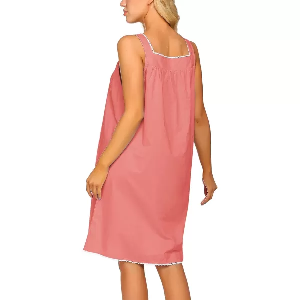 Ekouaer Womens Nightgown Sleepwear Cotton Sleeveless Sleep Dress V Neck Nightwear LoungewearRose Pink