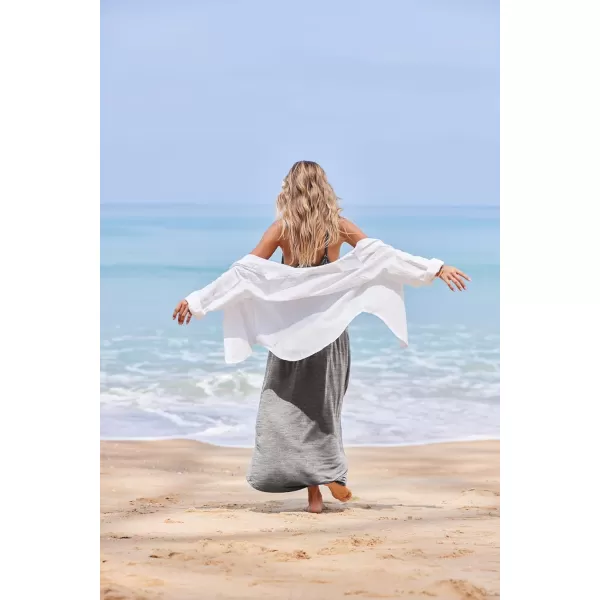 Ekouaer Womens Nightgown Sleeveless Long Nightshirt Full Slip Night Dress Plus Size Sleepshirt Chemise Lounge DressLight Gray
