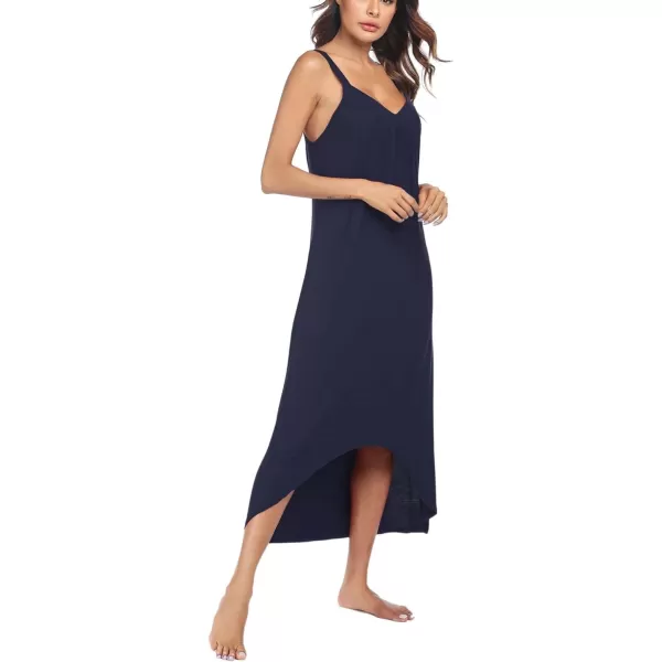 Ekouaer Womens Nightgown Sleeveless Long Nightshirt Full Slip Night Dress Plus Size Sleepshirt Chemise Lounge DressNavy Blue