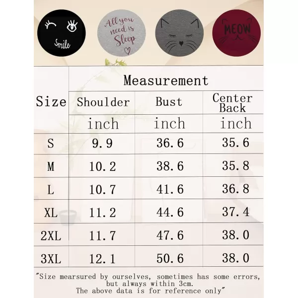 Ekouaer Womens Nightgowns Short Sleeve Nightshirts Printed Sleepwear Soft Sleep Shirts S3XLAwine Redmeow