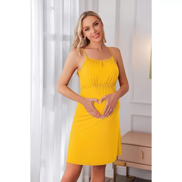 Ekouaer Womens Nursing Nightgown Maternity Dress Breastfeeding Gown Full Slips SleepwearYellow