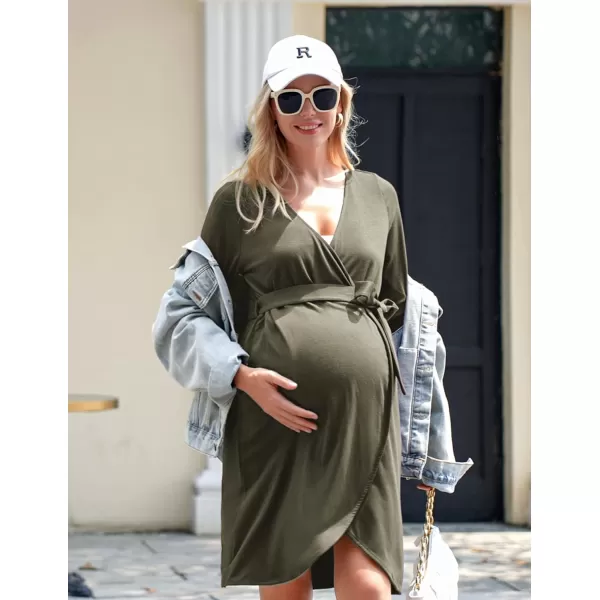 Ekouaer Womens Nursing Robe 3 in 1 Labor Delivery Maternity Dress Hospital Gown Breastfeeding BathrobesAaolive Green