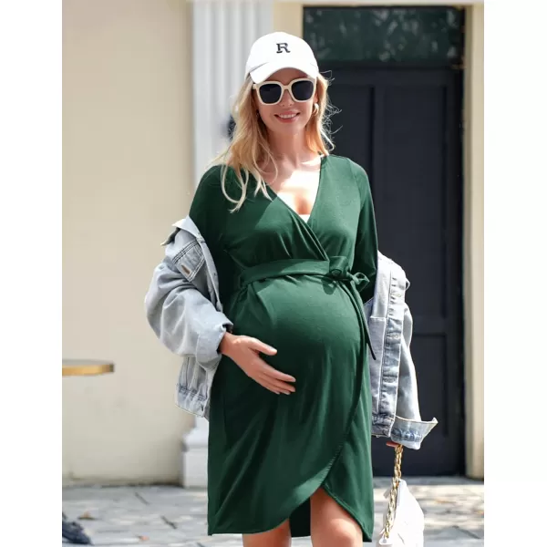 Ekouaer Womens Nursing Robe 3 in 1 Labor Delivery Maternity Dress Hospital Gown Breastfeeding BathrobesAdark Green