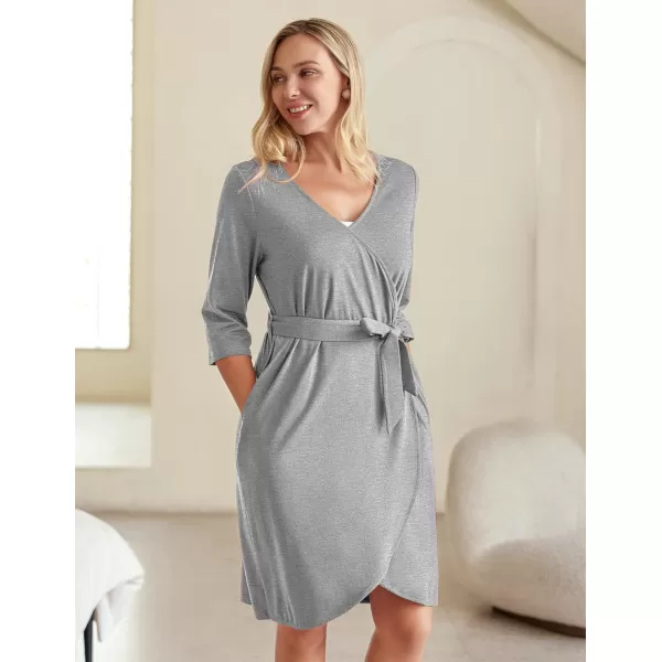 Ekouaer Womens Nursing Robe 3 in 1 Labor Delivery Maternity Dress Hospital Gown Breastfeeding BathrobesAlight Grey