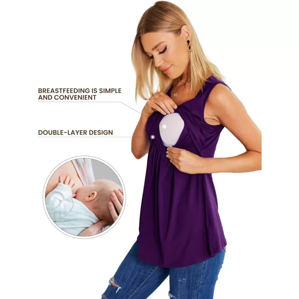 Ekouaer Womens Nursing Tank Tops for Breastfeeding 3 PacksA Deep Greyampamy Greenamppurplegp3