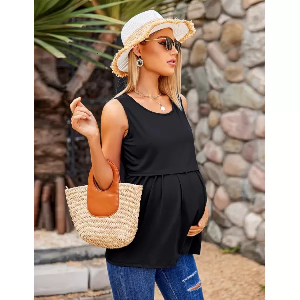 Ekouaer Womens Nursing Tank Tops for Breastfeeding 3 PacksBlackamplight Gray ampGreengp4