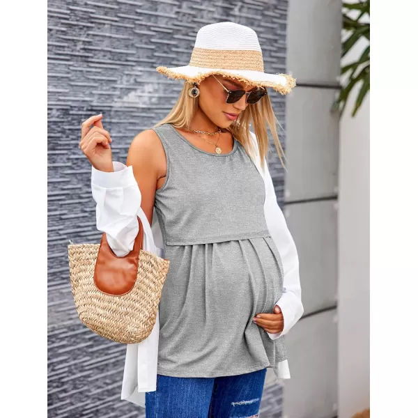 Ekouaer Womens Nursing Tank Tops for Breastfeeding 3 PacksBlackamplight Grayampwhite Stripegp2