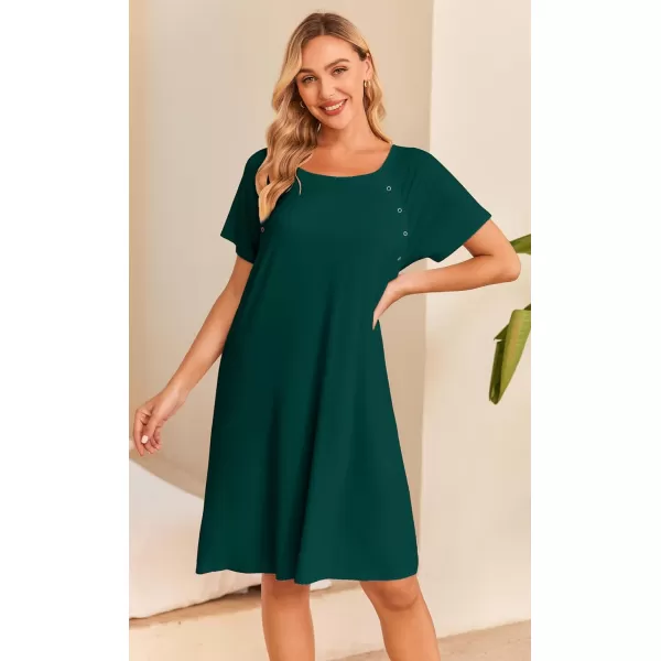 Ekouaer Womens NursingDeliveryLaborHospital Nightdress Short Sleeve Maternity Nightgown with Button SXXLLake Green