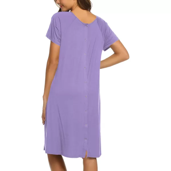 Ekouaer Womens NursingDeliveryLaborHospital Nightdress Short Sleeve Maternity Nightgown with Button SXXLPurple