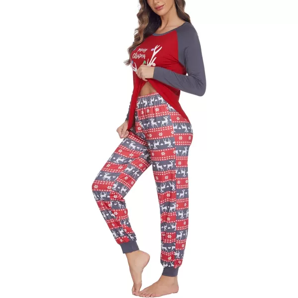 Ekouaer Womens Pajama Set Christmas Pjs Long Sleeve Print Tops and Pajamas Pants Soft Sleepwear SetPattern4antlers