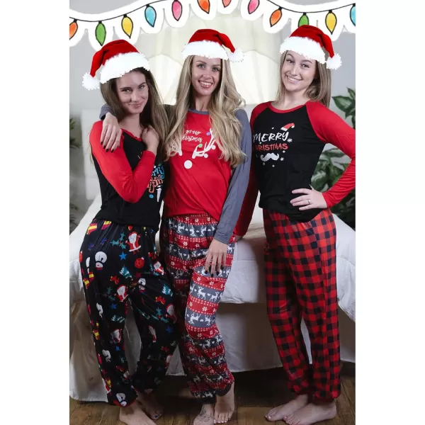 Ekouaer Womens Pajama Set Christmas Pjs Long Sleeve Print Tops and Pajamas Pants Soft Sleepwear SetPattern6black Santa