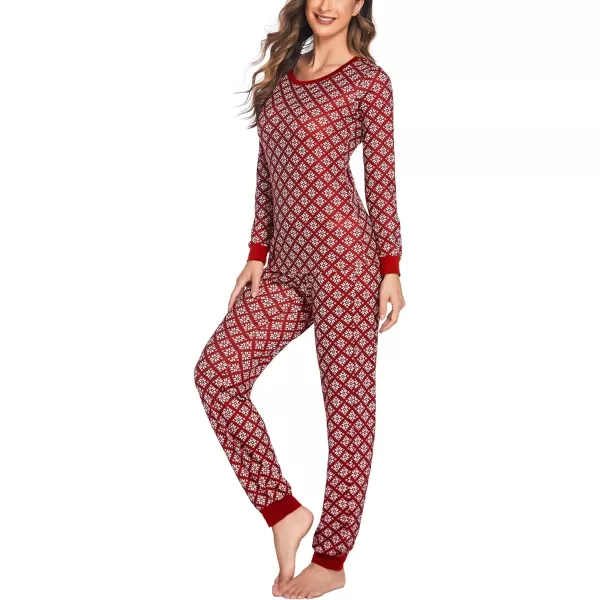 Ekouaer Womens Pajama Set Plaid Pj Long Sleeve Sleepwear Soft Contrast 2 Piece Lounge SetsPattern15snowflake