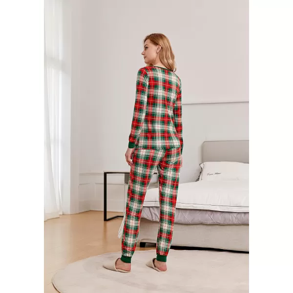 Ekouaer Womens Pajama Set Plaid Pj Long Sleeve Sleepwear Soft Contrast 2 Piece Lounge SetsPattern17red Green Plaid