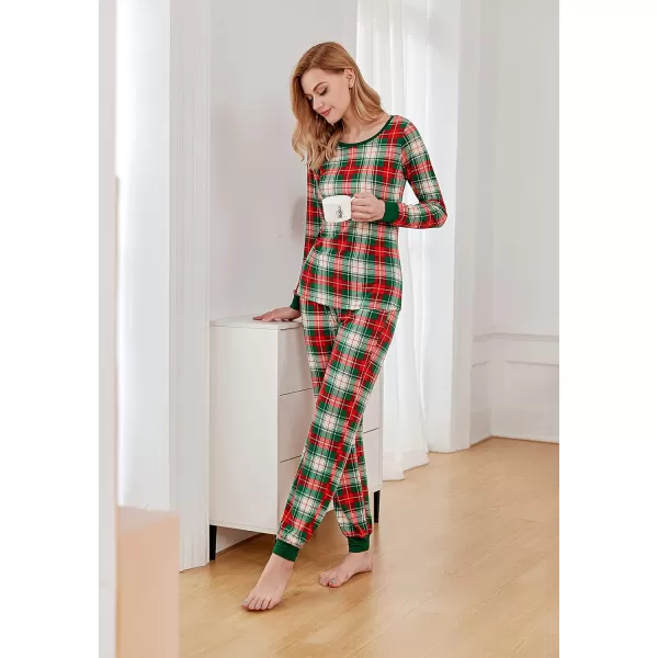 Ekouaer Womens Pajama Set Plaid Pj Long Sleeve Sleepwear Soft Contrast 2 Piece Lounge SetsPattern17red Green Plaid