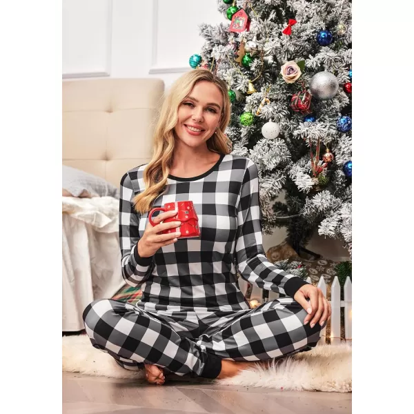 Ekouaer Womens Pajama Set Plaid Pj Long Sleeve Sleepwear Soft Contrast 2 Piece Lounge SetsPattern23grey Plaid 2