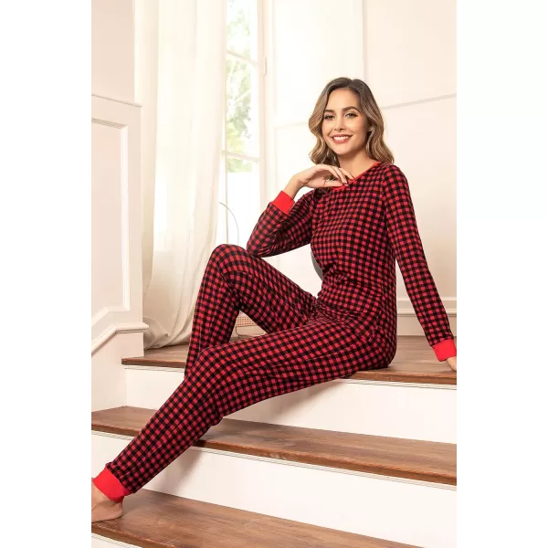 Ekouaer Womens Pajama Set Plaid Pj Long Sleeve Sleepwear Soft Contrast 2 Piece Lounge SetsPattern2red Plaid