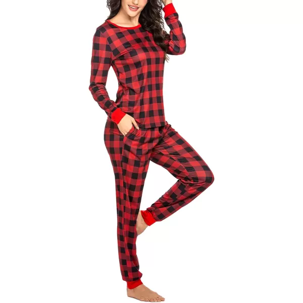 Ekouaer Womens Pajama Set Plaid Pj Long Sleeve Sleepwear Soft Contrast 2 Piece Lounge SetsPattern4red Big Plaid