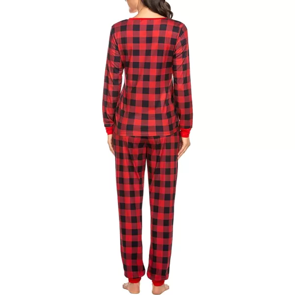 Ekouaer Womens Pajama Set Plaid Pj Long Sleeve Sleepwear Soft Contrast 2 Piece Lounge SetsPattern4red Big Plaid