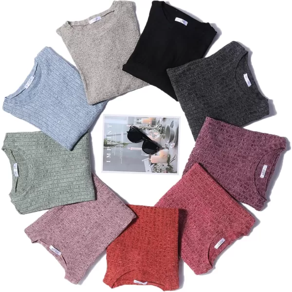 Ekouaer Womens Pajamas 2 Piece Short Sets Ribbed Knit Matching Lounge Set Biker Outfits Loose Loungewear Sweater PjsBurgundy