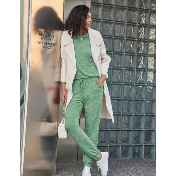 Ekouaer Womens Pajamas Set Long Sleeve Loungewear Soft Joggers Lounge Set with PocketsBright Green