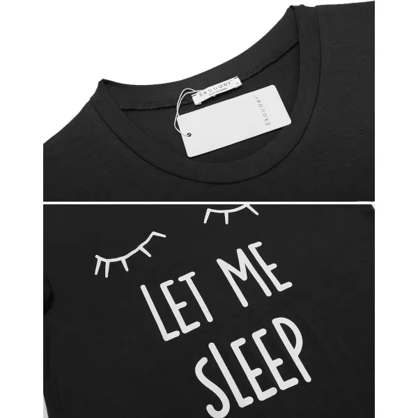 Ekouaer Womens Pajamas Set Short Sleeve Sleepwear Tops with Long Pants Pjs Set Print NightwearBlack 2