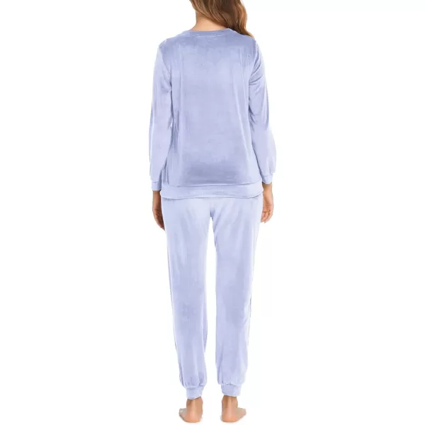 Ekouaer Womens Pajamas Sets Long Sleeve Soft Warm Sleepwear 2 Piece Velvet Pjs Lounge Sets with PocketsLight Blue