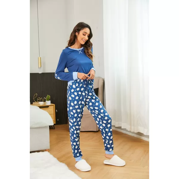 Ekouaer Womens Pajamas Sets Long Sleeve with Plaid Pants Soft Sleepwear O Neck 2 Piece Pjs Joggers Loung Set with PocketsPat10