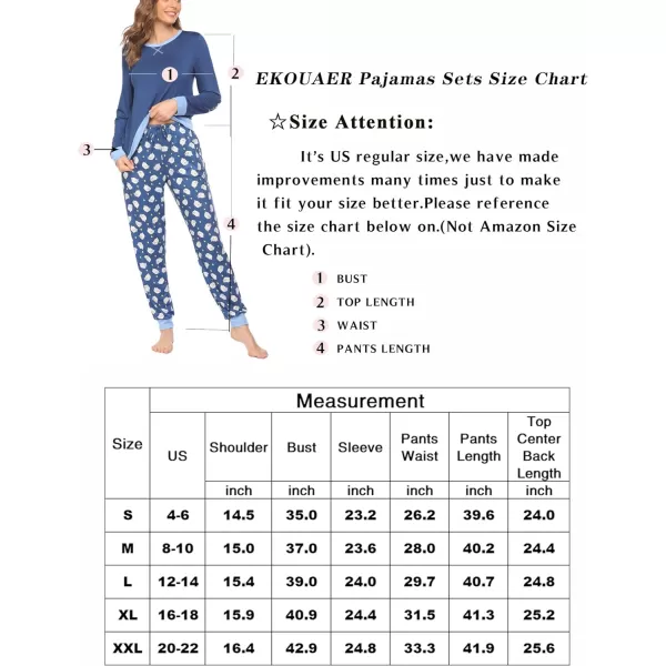 Ekouaer Womens Pajamas Sets Long Sleeve with Plaid Pants Soft Sleepwear O Neck 2 Piece Pjs Joggers Loung Set with PocketsPat10