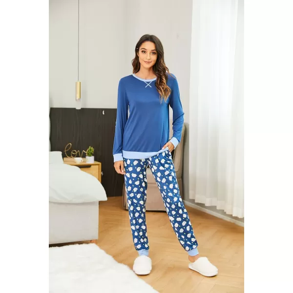 Ekouaer Womens Pajamas Sets Long Sleeve with Plaid Pants Soft Sleepwear O Neck 2 Piece Pjs Joggers Loung Set with PocketsPat10