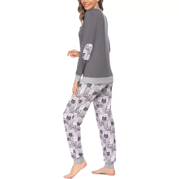 Ekouaer Womens Pajamas Sets Long Sleeve with Plaid Pants Soft Sleepwear O Neck 2 Piece Pjs Joggers Loung Set with PocketsPat11