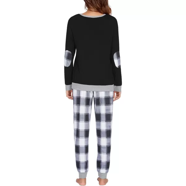 Ekouaer Womens Pajamas Sets Long Sleeve with Plaid Pants Soft Sleepwear O Neck 2 Piece Pjs Joggers Loung Set with PocketsPat16