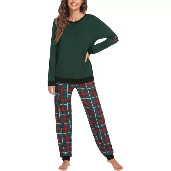 Ekouaer Womens Pajamas Sets Long Sleeve with Plaid Pants Soft Sleepwear O Neck 2 Piece Pjs Joggers Loung Set with PocketsPat27