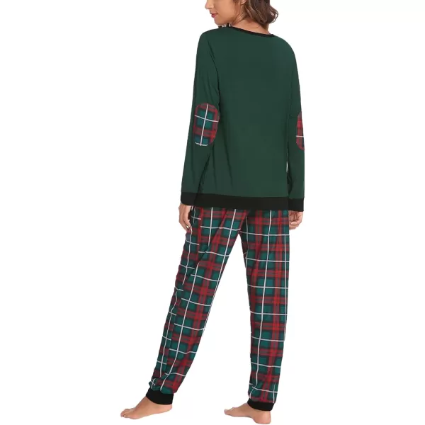 Ekouaer Womens Pajamas Sets Long Sleeve with Plaid Pants Soft Sleepwear O Neck 2 Piece Pjs Joggers Loung Set with PocketsPat27