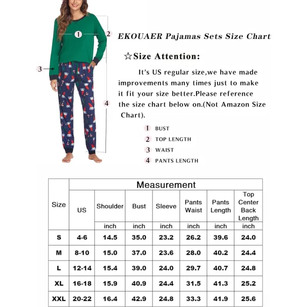 Ekouaer Womens Pajamas Sets Long Sleeve with Plaid Pants Soft Sleepwear O Neck 2 Piece Pjs Joggers Loung Set with PocketsPat27