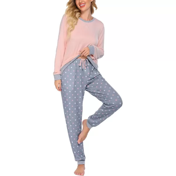 Ekouaer Womens Pajamas Sets Long Sleeve with Plaid Pants Soft Sleepwear O Neck 2 Piece Pjs Joggers Loung Set with PocketsPat7