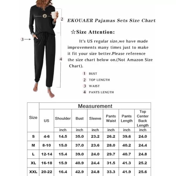 Ekouaer Womens Pajamas Sets Long Sleeve with Plaid Pants Soft Sleepwear O Neck 2 Piece Pjs Joggers Loung Set with PocketsZdeep Grey