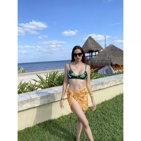Ekouaer Womens Sarong Swimsuit Cover Ups Bathing Suit Coverups Chiffon Beach Wrap Skirts S3XLBPrint color Orange Zebra
