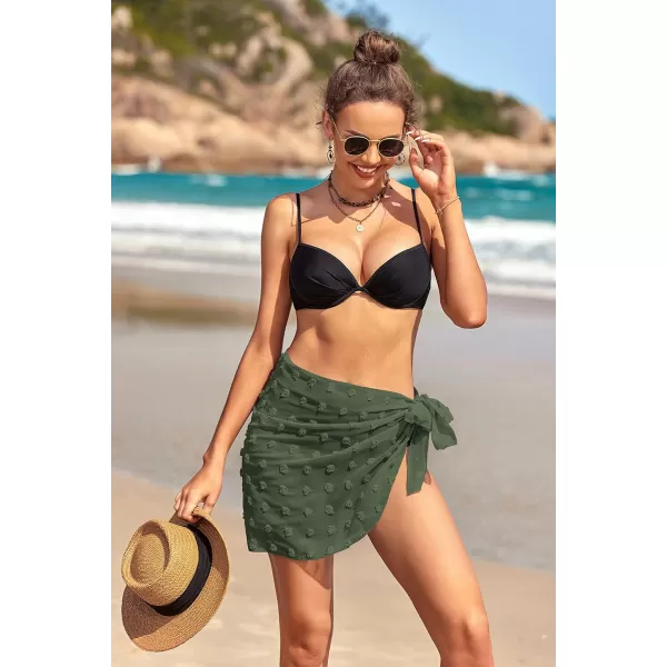 Ekouaer Womens Sarong Swimsuit Cover Ups Bathing Suit Coverups Chiffon Beach Wrap Skirts S3XLCSwiss dot Swiss Dotarmy Green