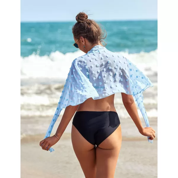 Ekouaer Womens Sarong Swimsuit Cover Ups Bathing Suit Coverups Chiffon Beach Wrap Skirts S3XLCSwiss dot Swiss Dotlight Blue