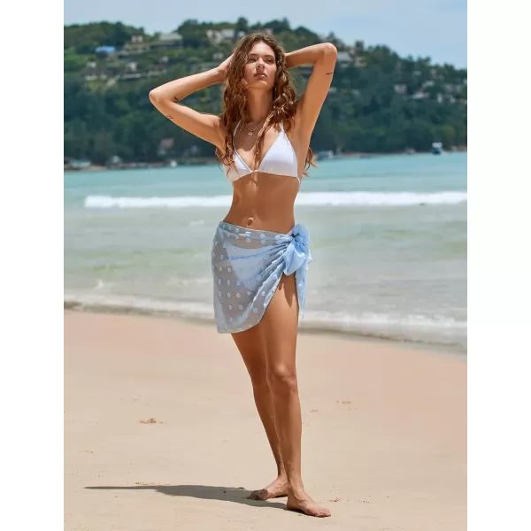 Ekouaer Womens Sarong Swimsuit Cover Ups Bathing Suit Coverups Chiffon Beach Wrap Skirts S3XLCSwiss dot Swiss Dotlight Blue
